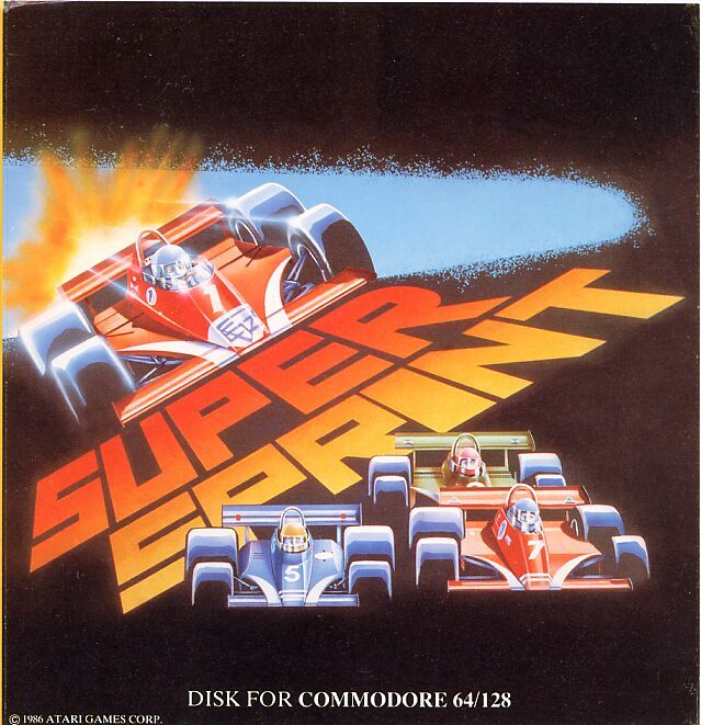 Super Sprint box art for Commodore 64
